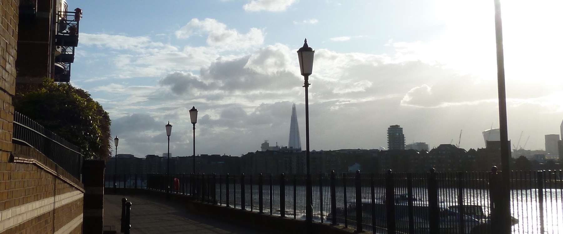 River view along the Thames, featuring the Shard